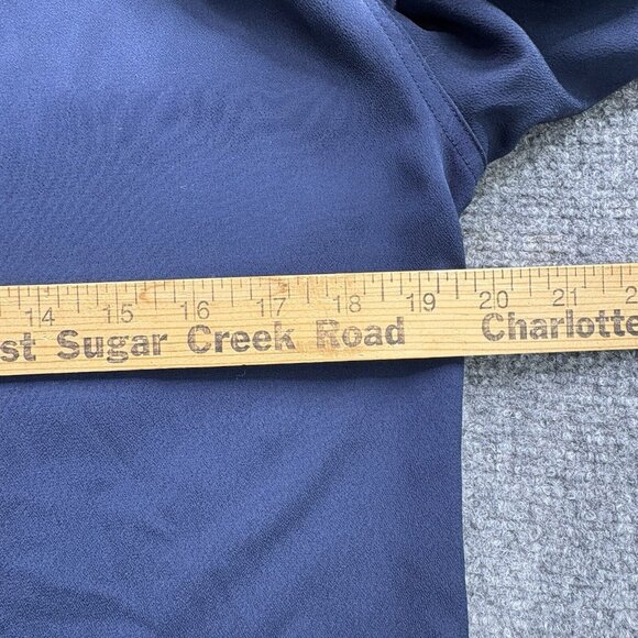 VTG 80s Liz Claiborne Blouse 6 Navy Gold Buttons Military Tailored Structured - Picture 14 of 15